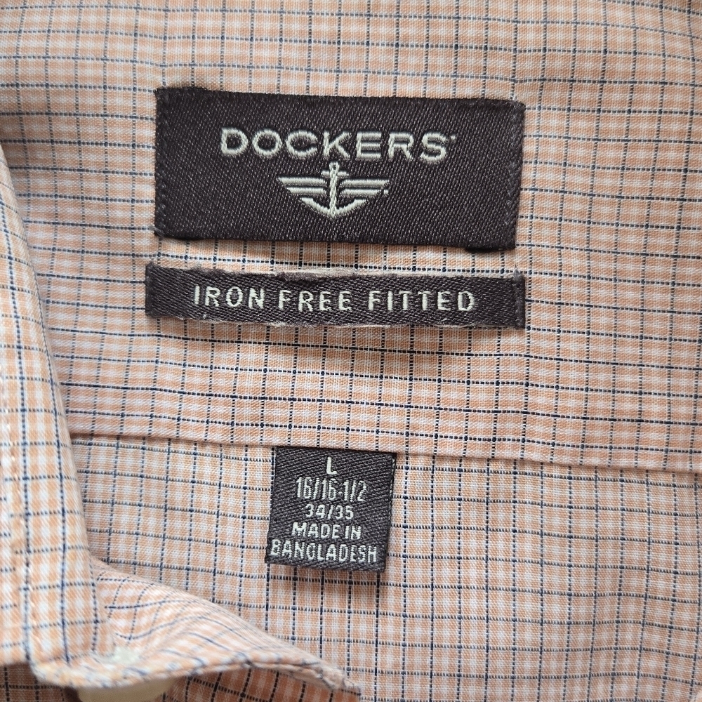 Dockers Iron Free Fitted Men's Orange Checkered Shirt - Picture 5 of 8